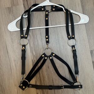 ** SOLD*** vegan leather harness w/ silver accents